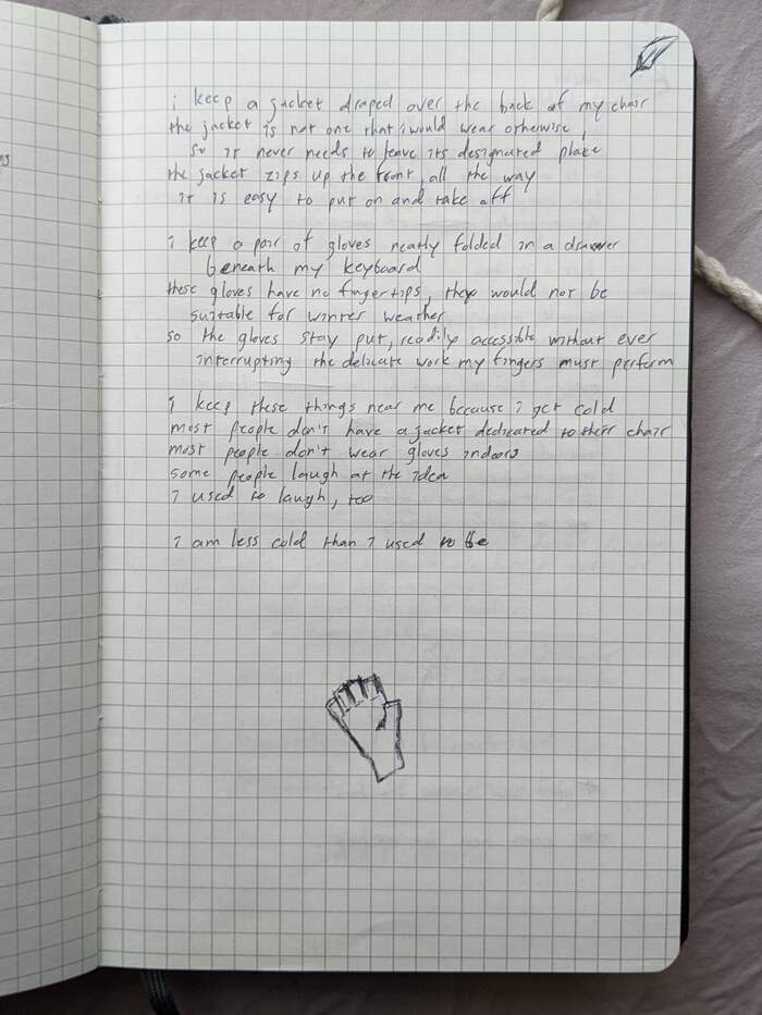 page of a notebook with messy handwriting