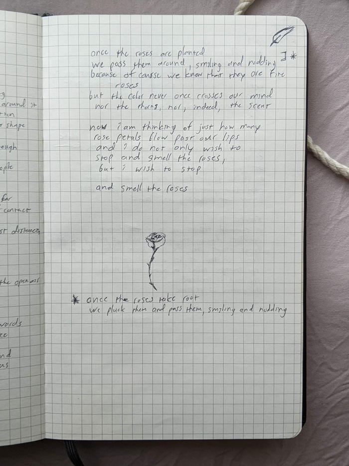 page of a notebook with messy handwriting