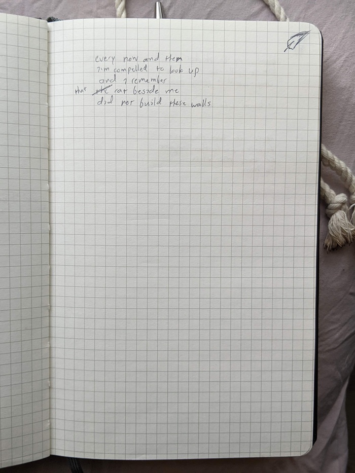 page of a notebook with messy handwriting