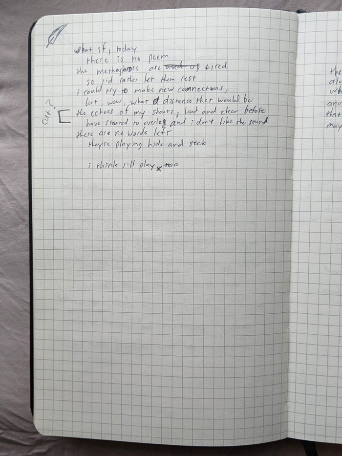 page of a notebook with messy handwriting