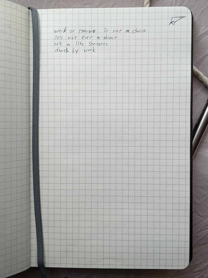 page of a notebook with messy handwriting